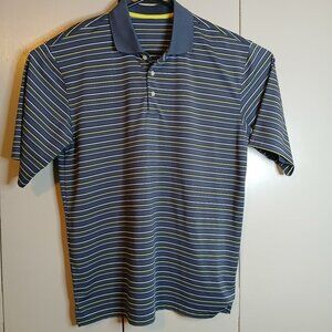 TB. Men's Medium Multicolor Pinstriped Gray Golf Polo (0776G4)